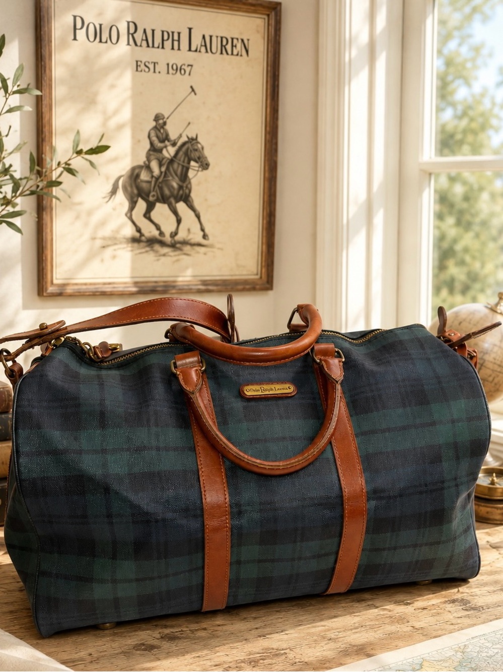 Polo Ralph Lauren Vintage Blackwatch Plaid Travel Duffel Bag